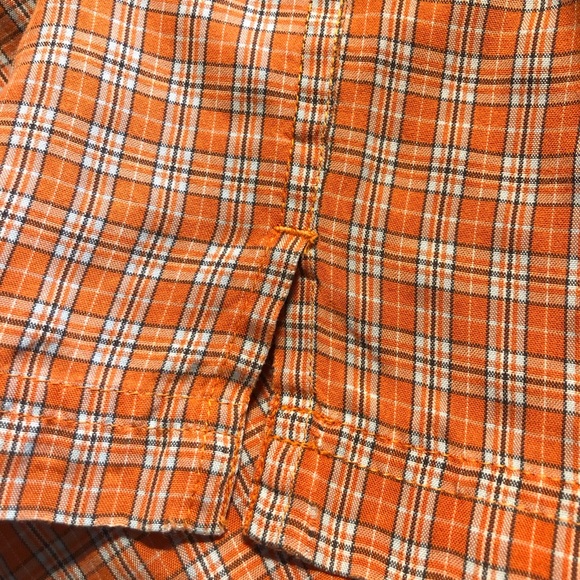 The North Face Mens Short Sleeve Orange plaid button down shirt Large - Picture 5 of 12
